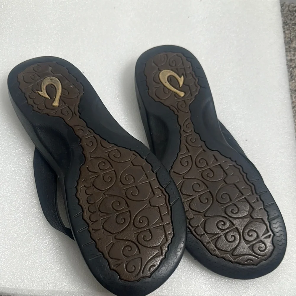 Qlukai Black Flip Flop Sandals size 9.5